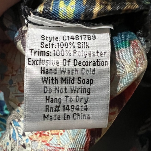 Johnny Was silk Multicolor Patterned Blouse - Picture 3 of 4